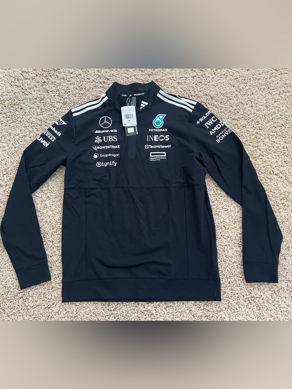 Formula 1 Adidas Black Mercedes-AMG Team Lightweight Training Jacket